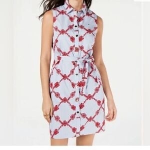 Tommy Hilfiger Red and White Patterned Mini Dress